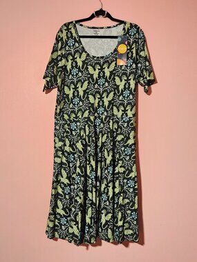 NWT Svaha Dragons Damask Twirl Dress with Pockets Cotton Plus Size 2XL